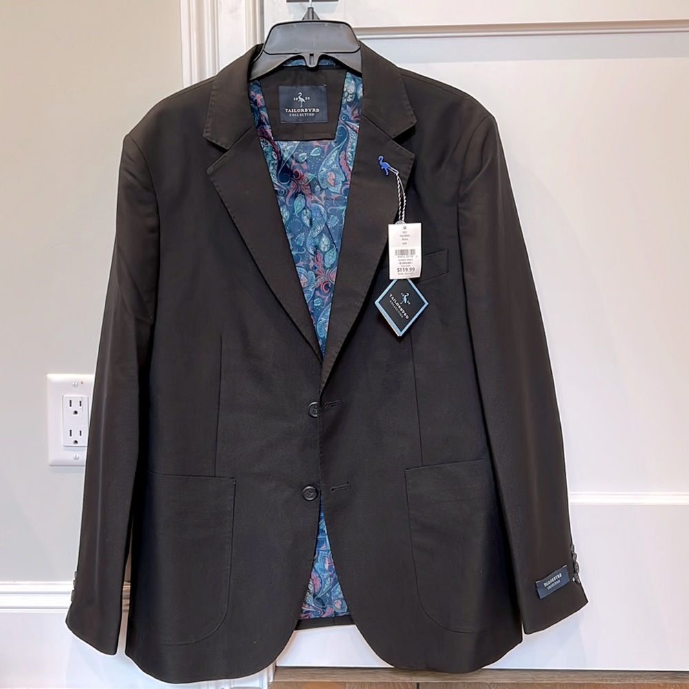 NWT TailorByrd black textured sport coat size 40S